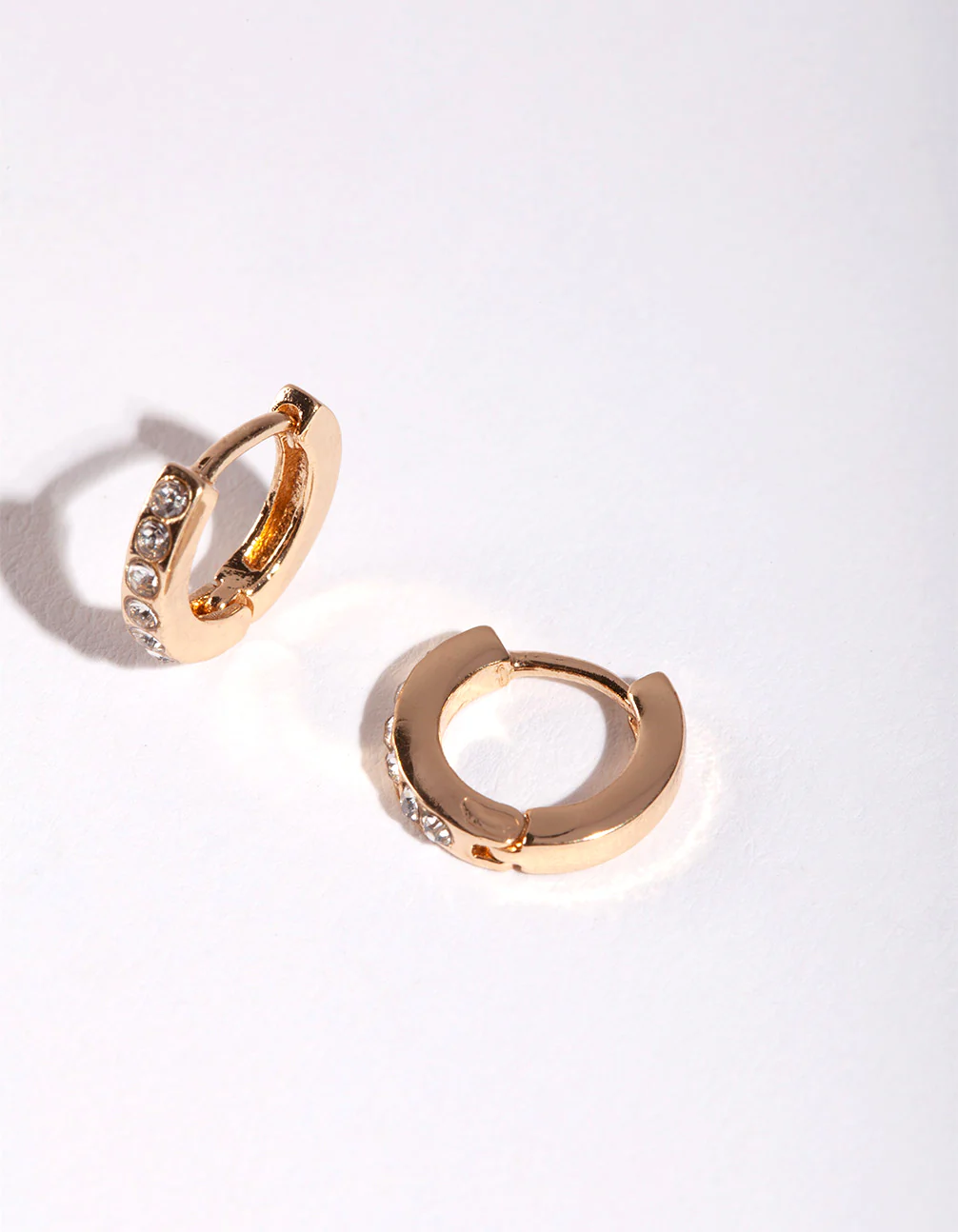 Gold Mini Diamante Huggie Earrings - Image 6