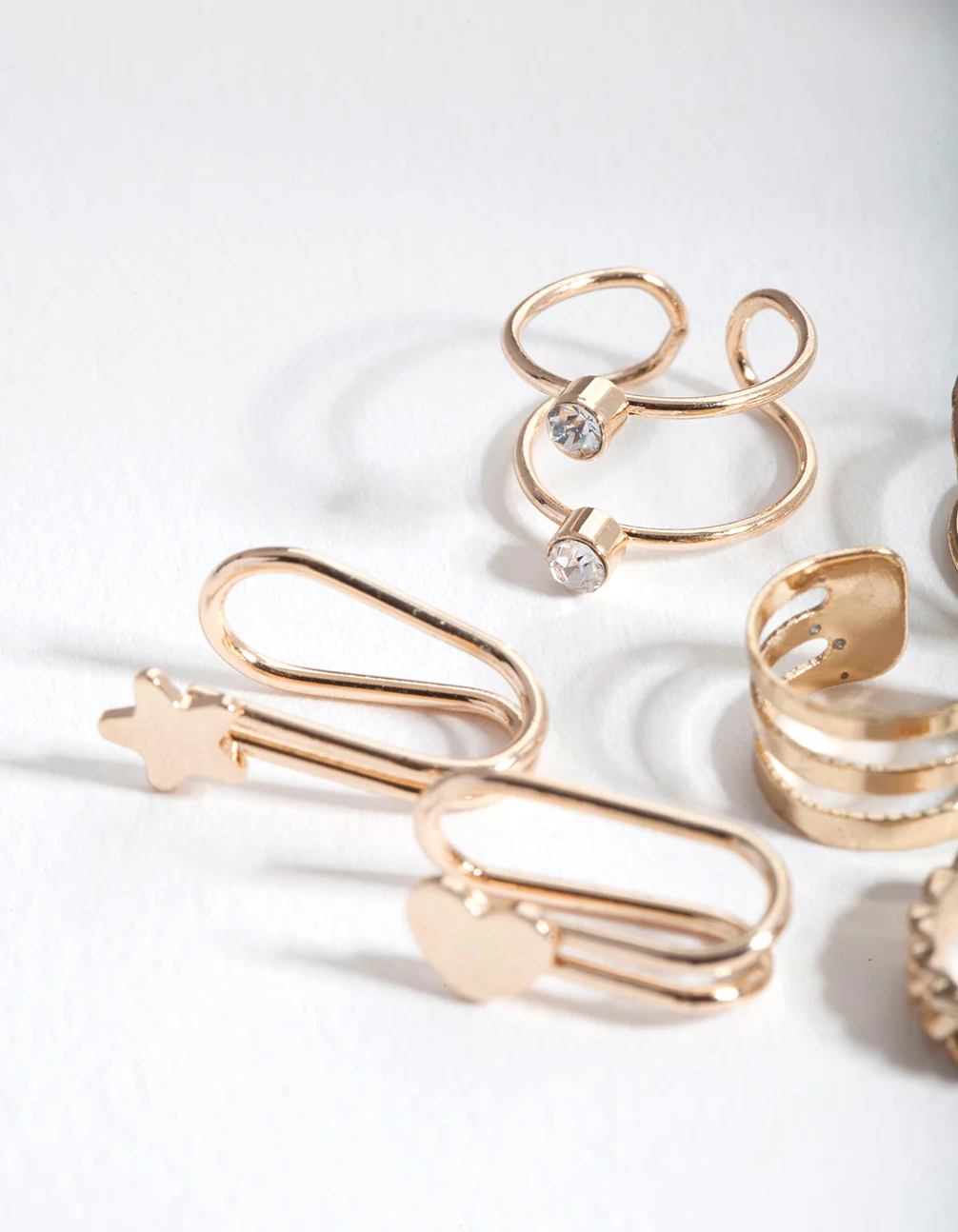 Gold Mixed Texture Ear Cuff 6-Pack - Image 2