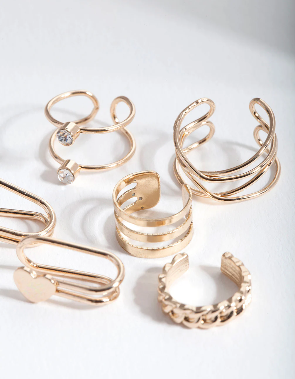 Gold Mixed Texture Ear Cuff 6-Pack - Image 3
