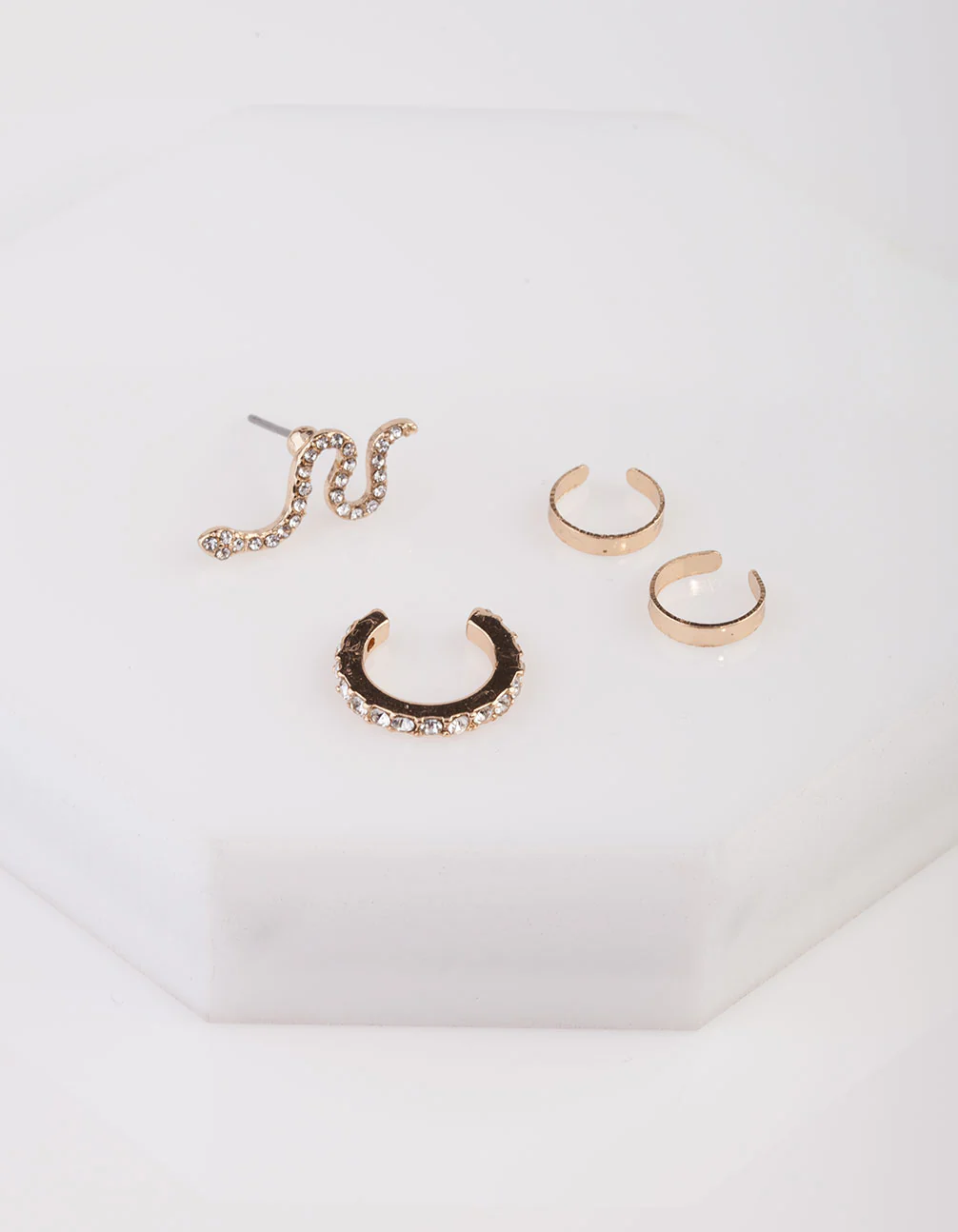 Gold Diamante Snake Cuff Earring 4-Pack - Image 2
