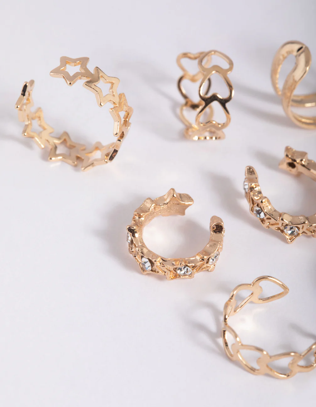 Gold Star & Heart Ear Cuff Earring 8-Pack - Image 3