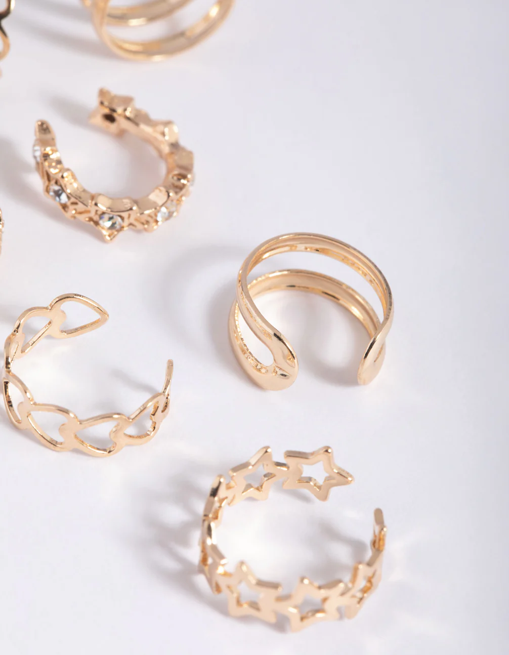 Gold Star & Heart Ear Cuff Earring 8-Pack - Image 4