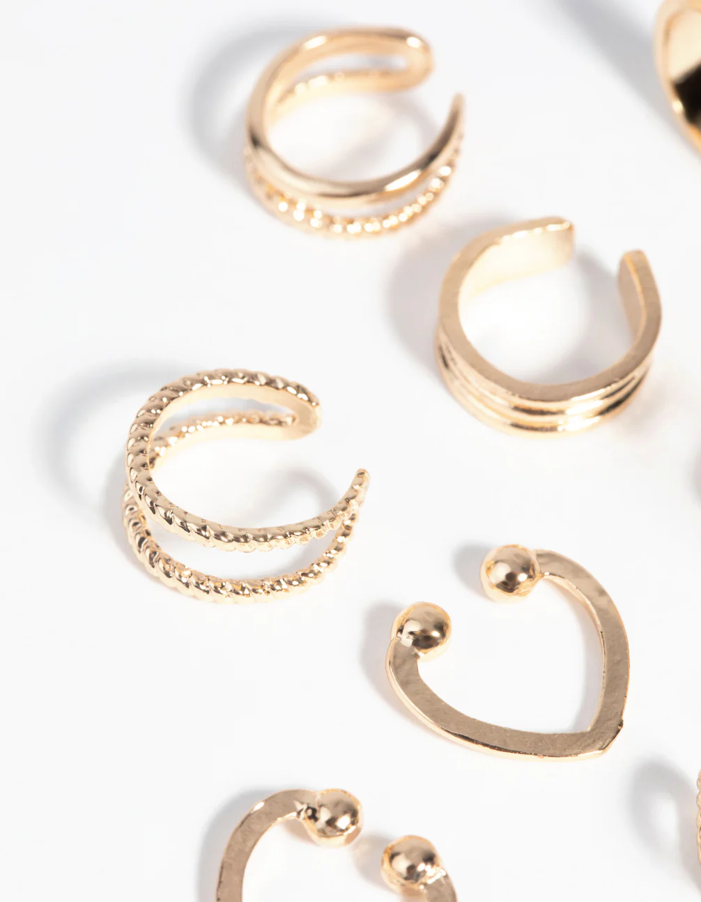 Gold Textured Ear Cuff Earring 8-Pack - Image 2