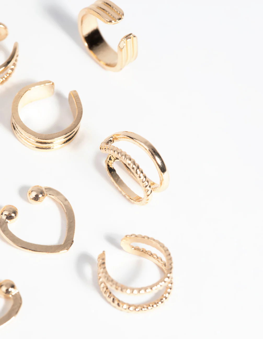 Gold Textured Ear Cuff Earring 8-Pack - Image 3