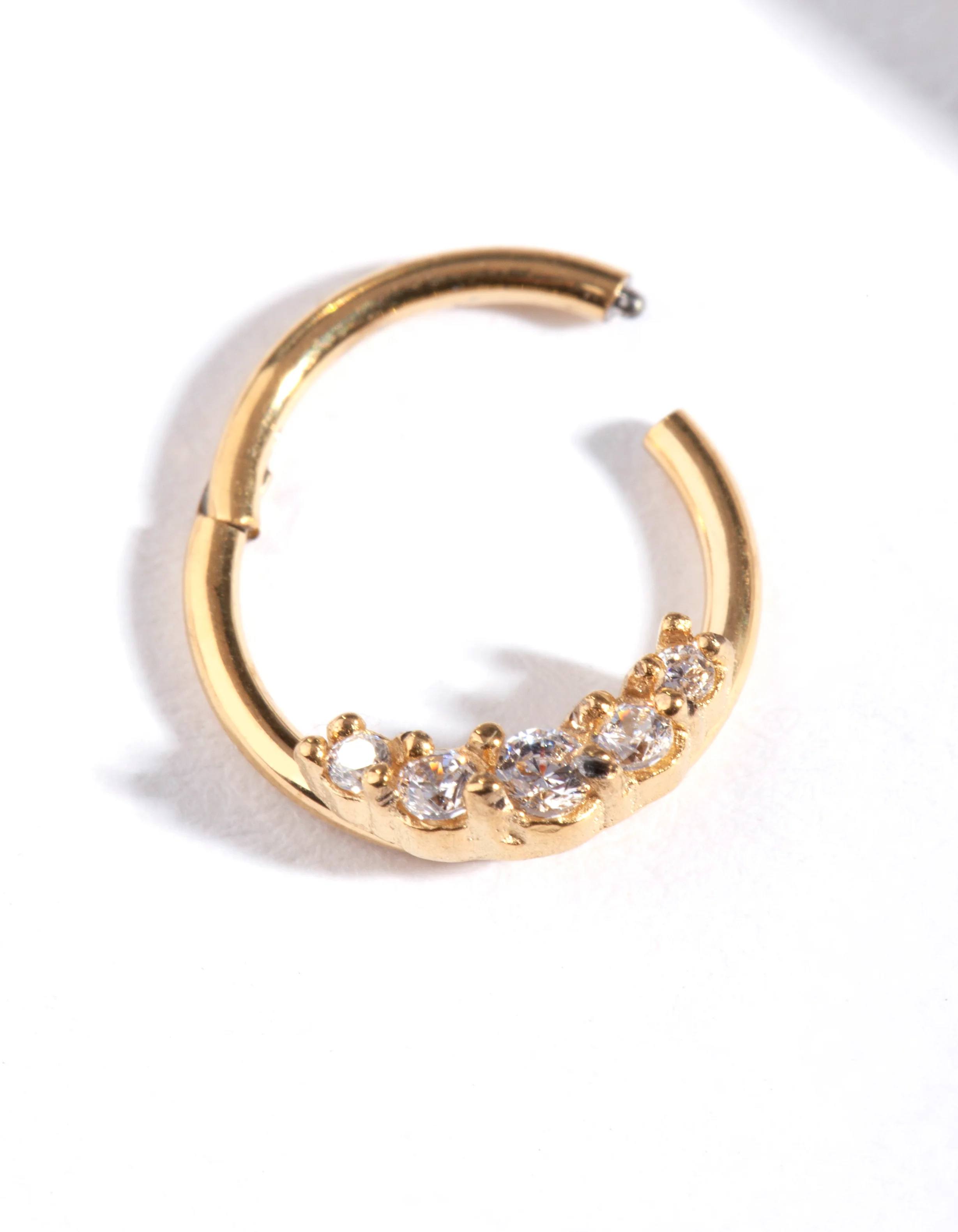 Gold Plated Surgical Steel Diamante Clicker Earring - Image 2