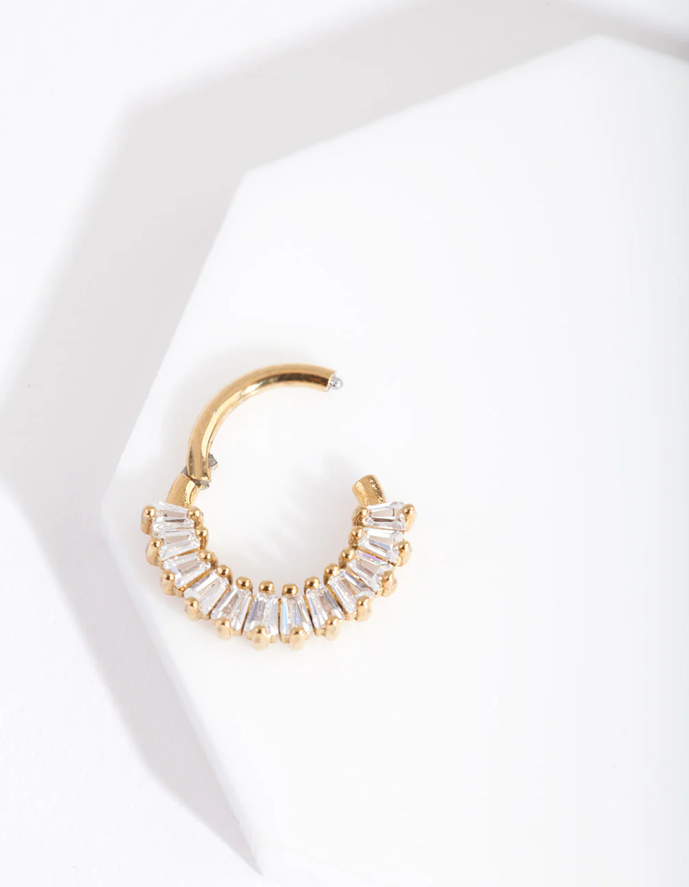 Gold Plated Surgical Steel Baguette Clicker Earring - Image 2