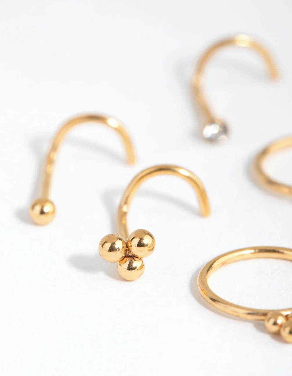 Gold Surgical Steel Ball Cluster Nose Stud 6-Pack - Image 2