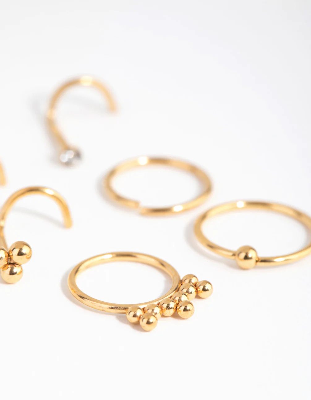 Gold Surgical Steel Ball Cluster Nose Stud 6-Pack - Image 3