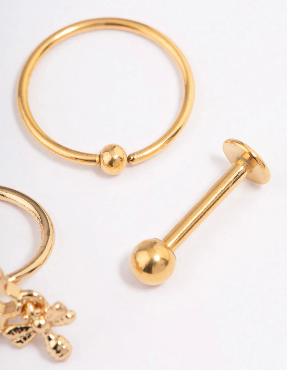 Gold Plated Surgical Steel Bee Ring Earrings Pack - Image 3