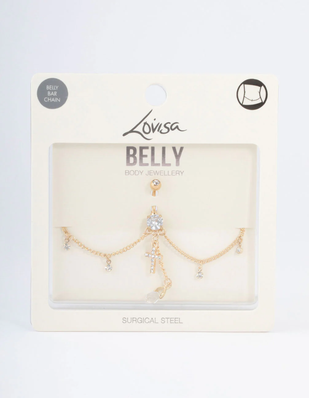 Gold Plated Surgical Steel Cross Belly Chain - Image 3