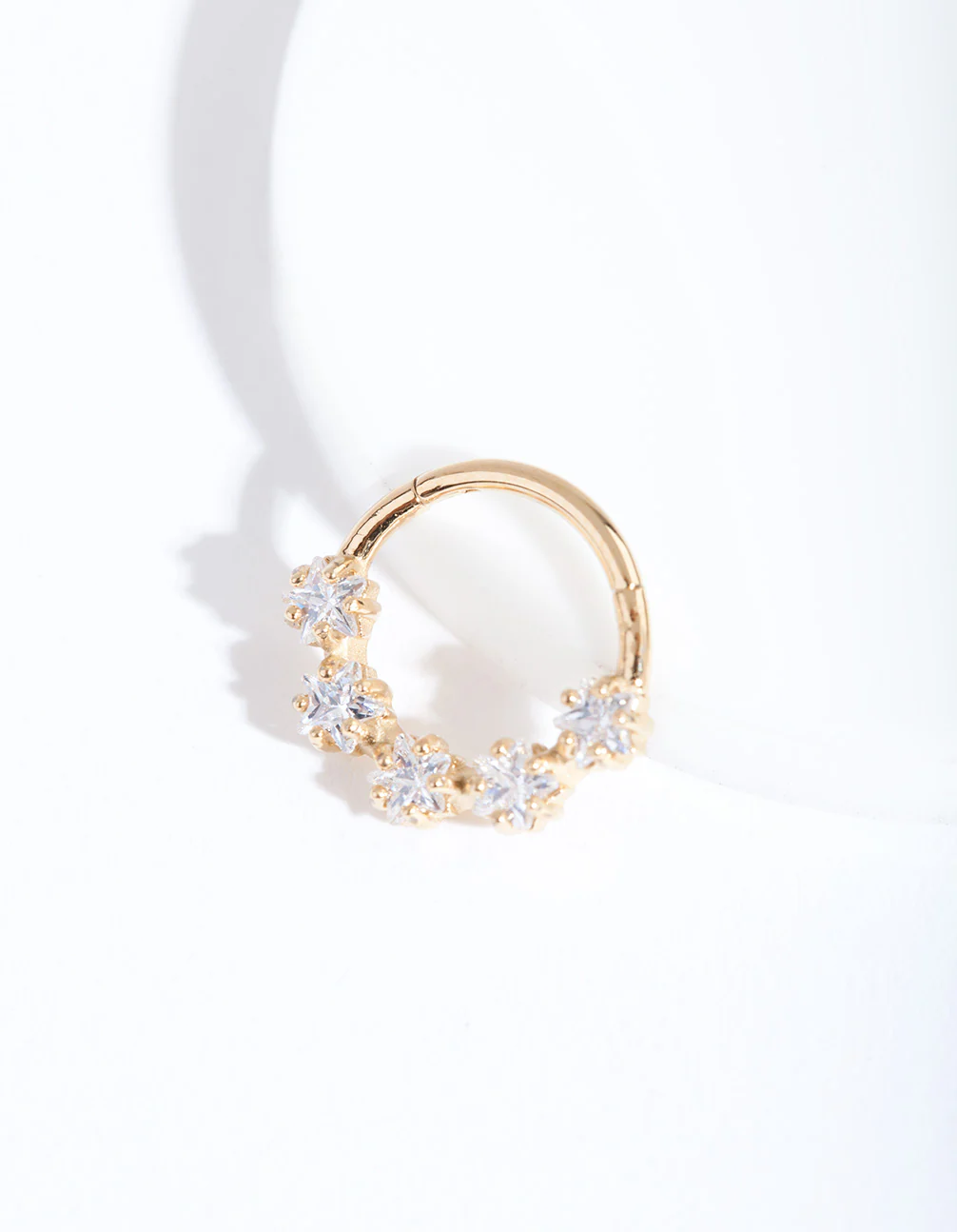 Gold Cubic Zirconia Star Clicker Earring - Image 2