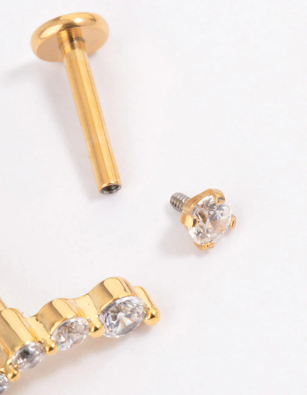 Gold Plated Surgical Steel Cubic Zirconia Crawler Flat Back Pack - Image 2