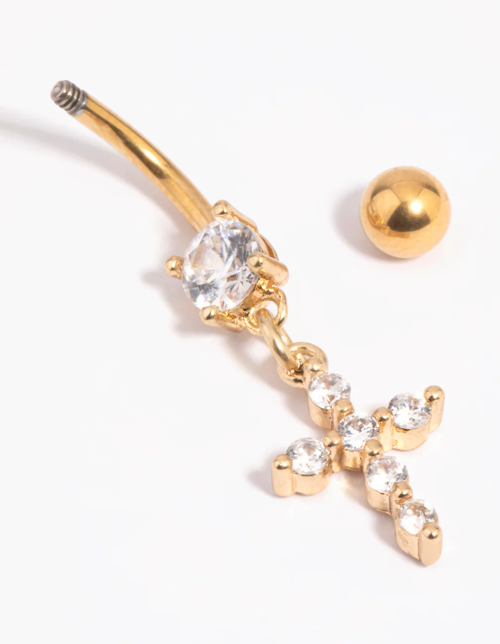Gold Plated Surgical Steel Cross Belly Bar - Image 2