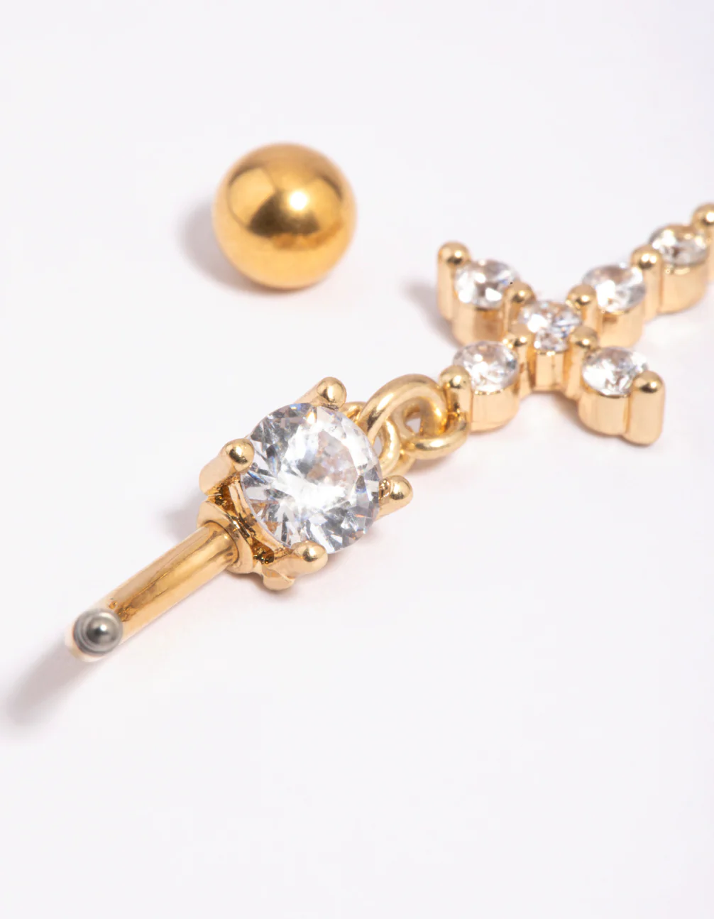 Gold Plated Surgical Steel Cross Belly Bar - Image 3