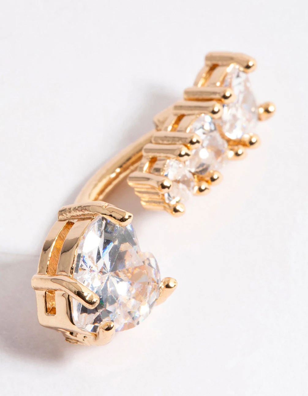 Gold Plated Surgical Steel Cubic Zirconia Heart Belly Ring - Image 2