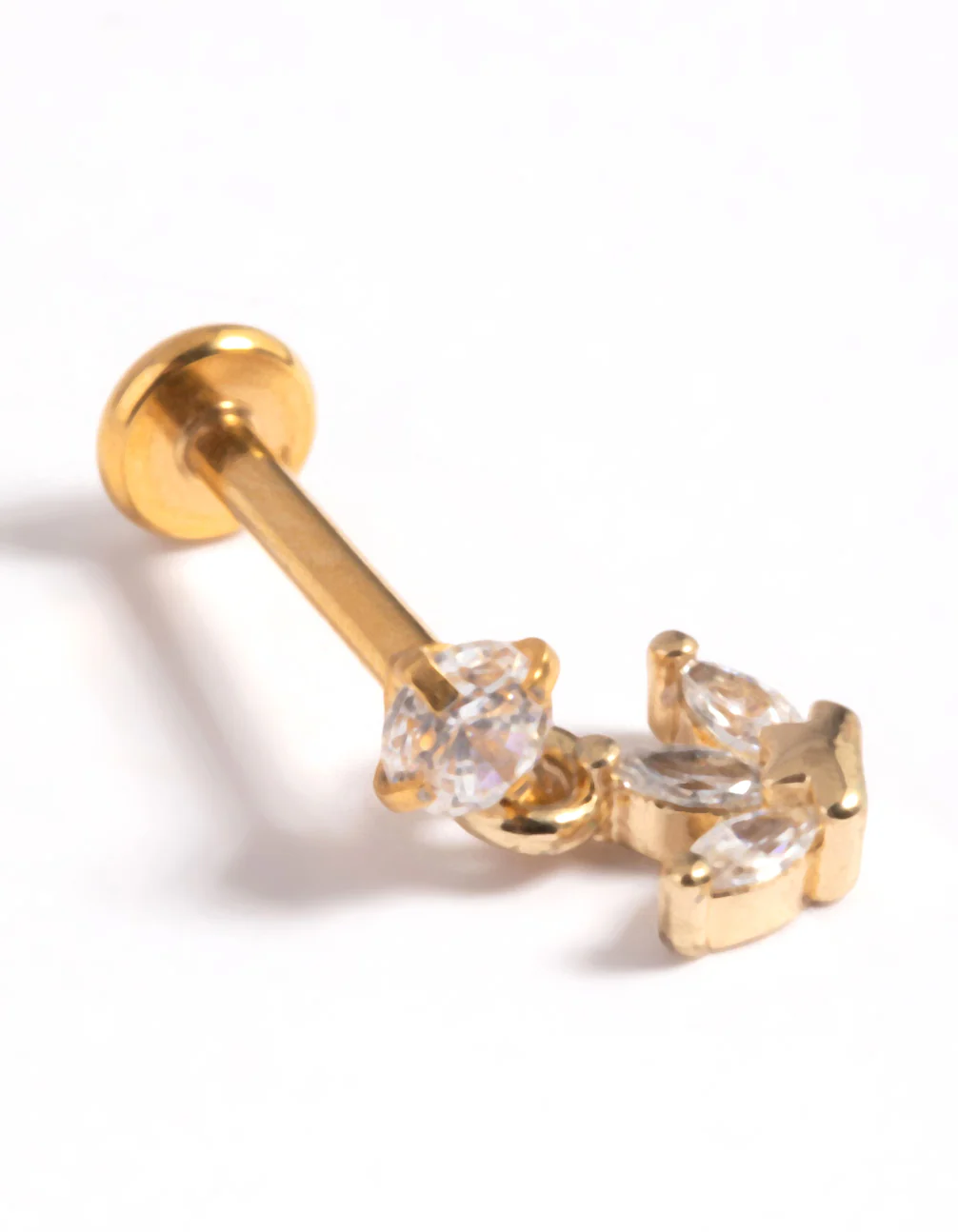Gold Plated Surgical Steel Cubic Zirconia Marquise Flat Back - Image 3