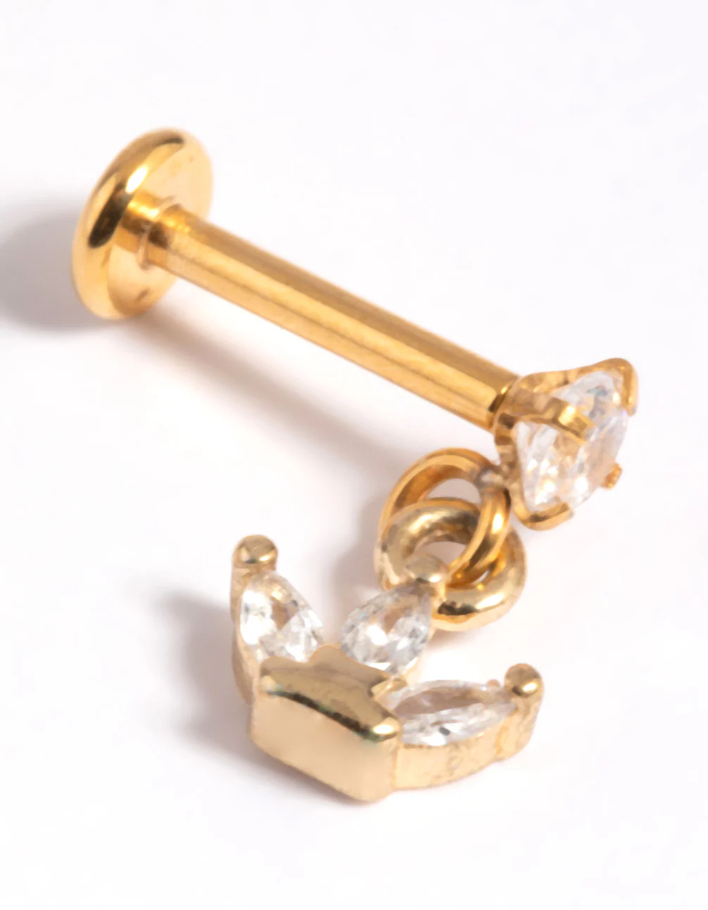 Gold Plated Surgical Steel Cubic Zirconia Marquise Flat Back - Image 4