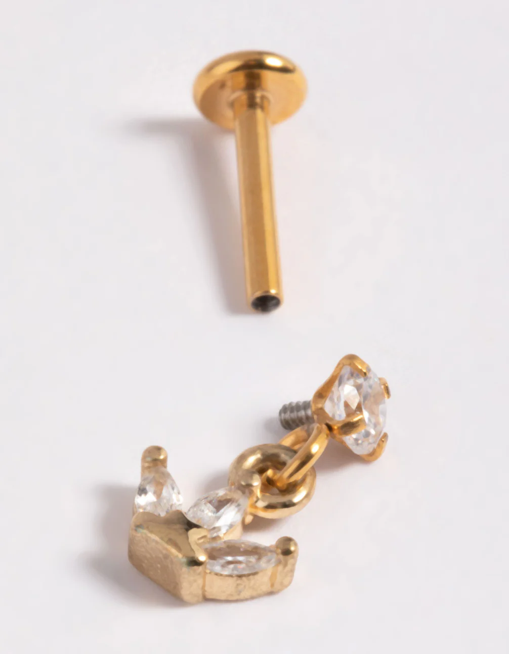 Gold Plated Surgical Steel Cubic Zirconia Marquise Flat Back - Image 5