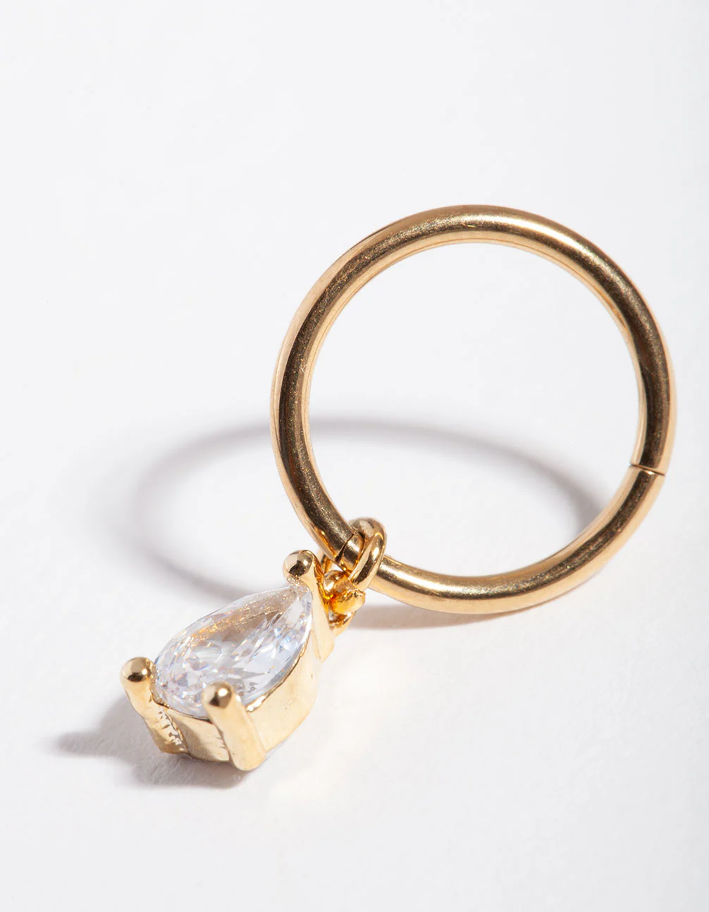 Surgical Steel Gold Pear Belly Ring - Image 2