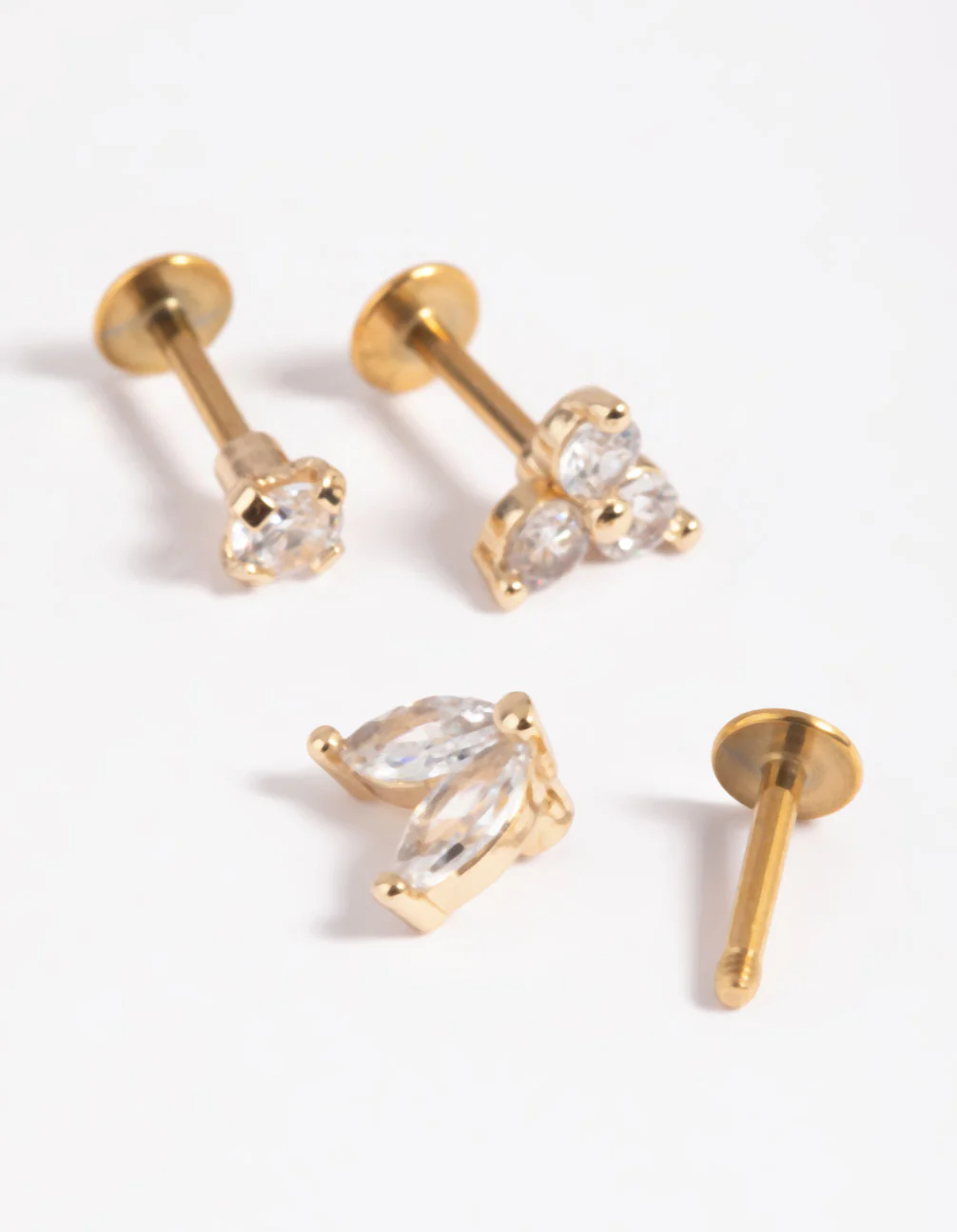 Gold Plated Surgical Steel Cubic Zirconia Flat Back Pack - Image 2