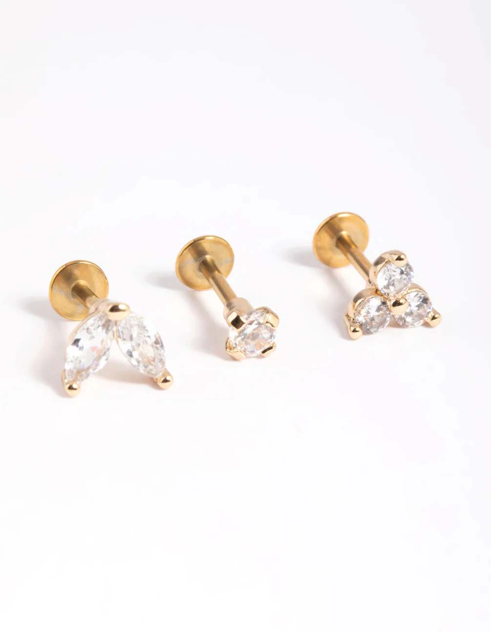 Gold Plated Surgical Steel Cubic Zirconia Flat Back Pack - Image 3