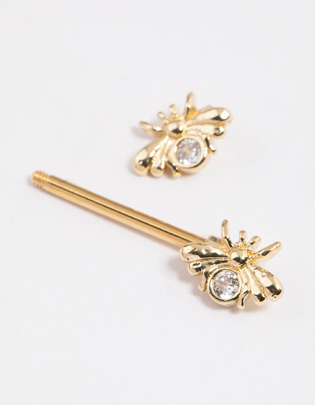 Gold Plated Surgical Steel Double Bee Nipple Piercing - Image 2