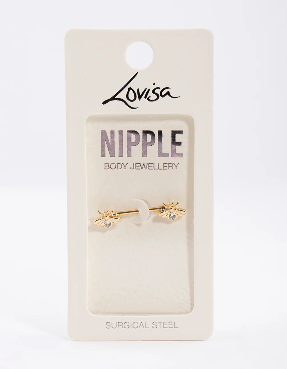 Gold Plated Surgical Steel Double Bee Nipple Piercing - Image 3