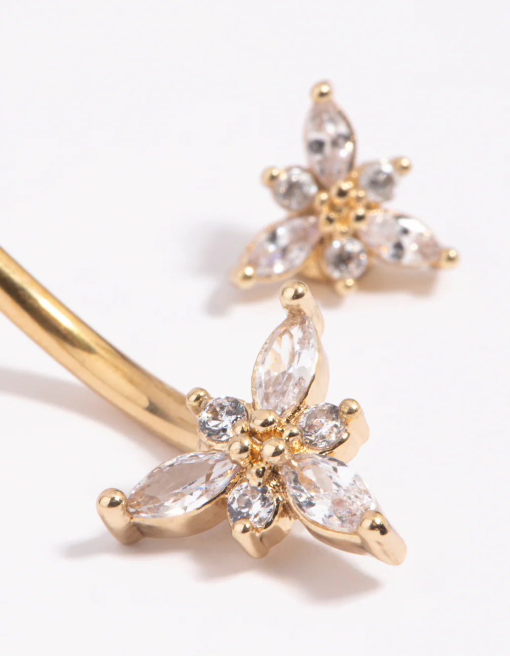 Gold Plated Surgical Steel Flower Belly Bar - Image 2