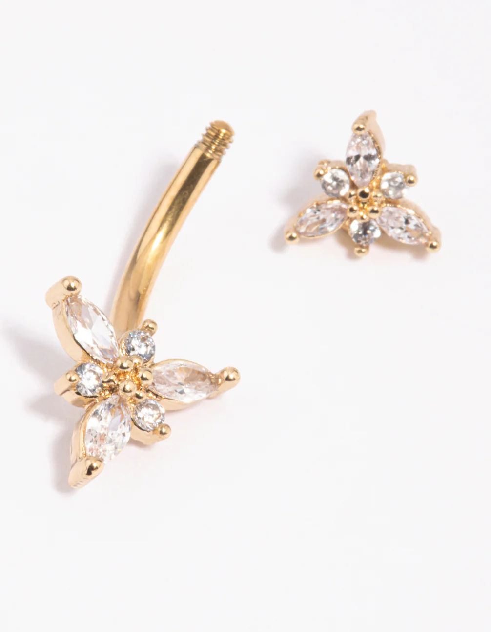 Gold Plated Surgical Steel Flower Belly Bar - Image 3