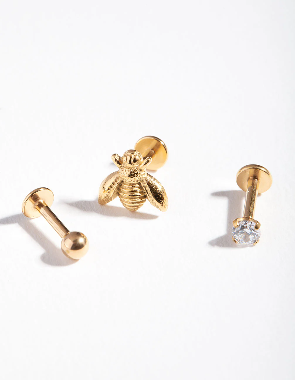 Gold Plated Surgical Steel Flat Back Bee Jewellery Pack - Image 2