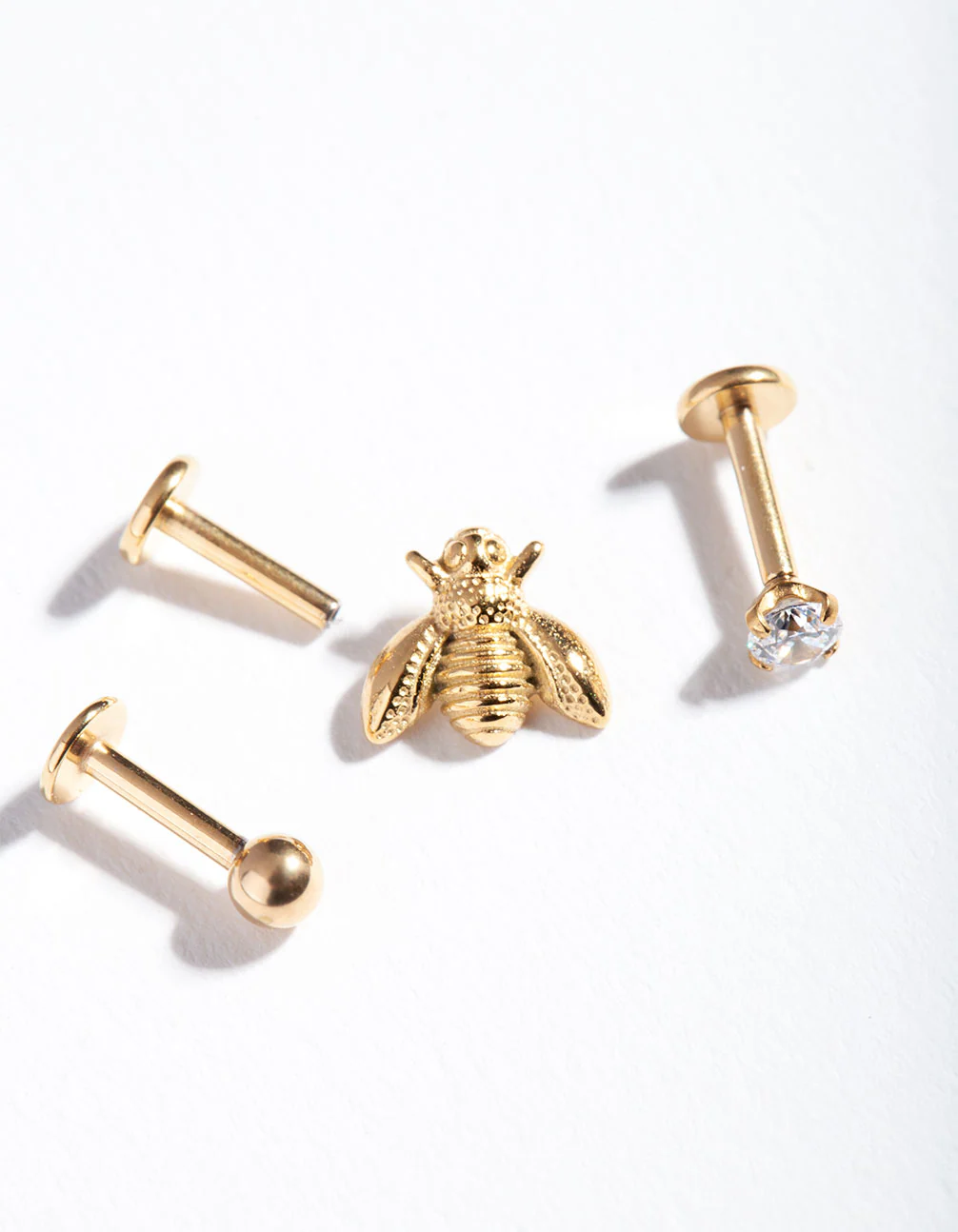 Gold Plated Surgical Steel Flat Back Bee Jewellery Pack - Image 3