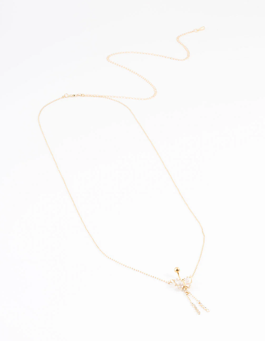 Gold Plated Surgical Steel Diamante Butterfly Belly Chain - Image 2