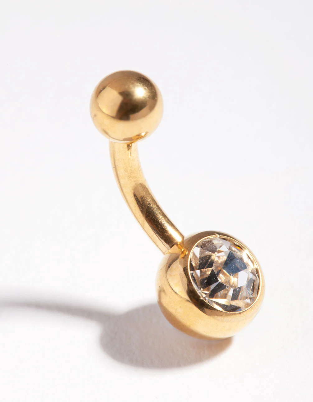 Surgical Steel Gold Diamante Mini Belly Ring - Image 2
