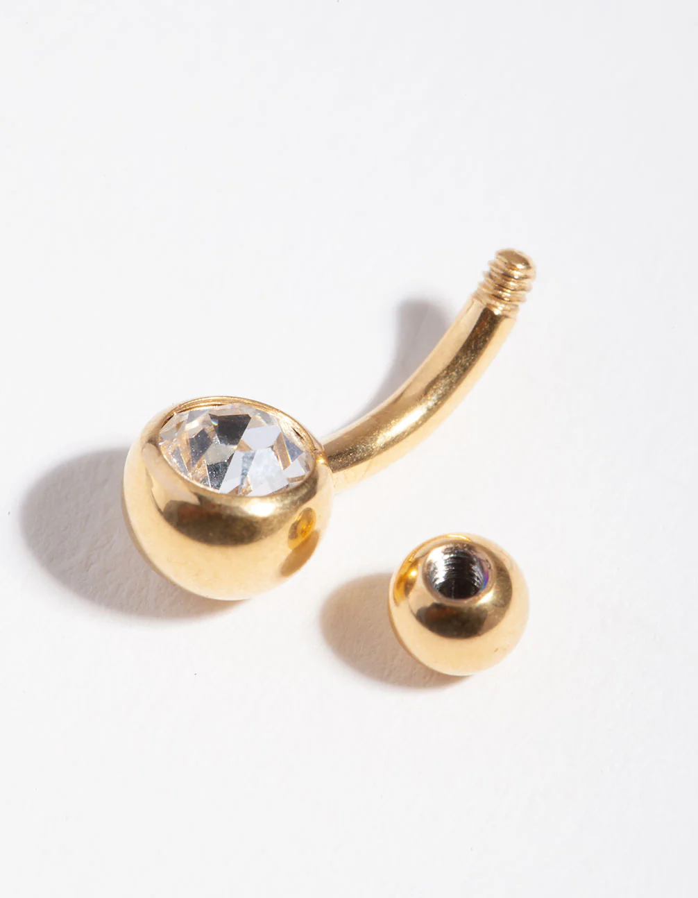 Surgical Steel Gold Diamante Mini Belly Ring - Image 3