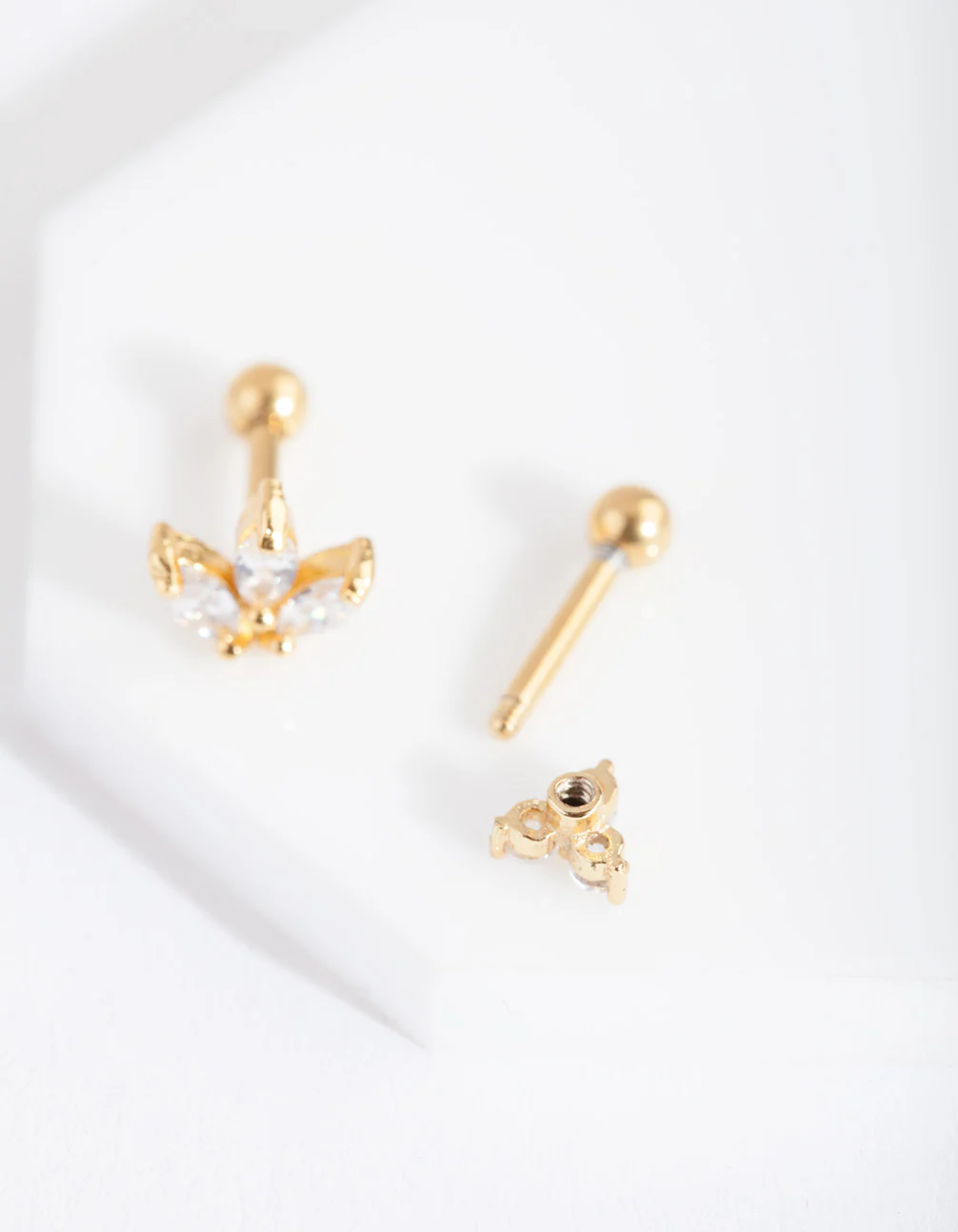 Gold Surgical Steel Diamante Cluster Barbell Pack - Image 3