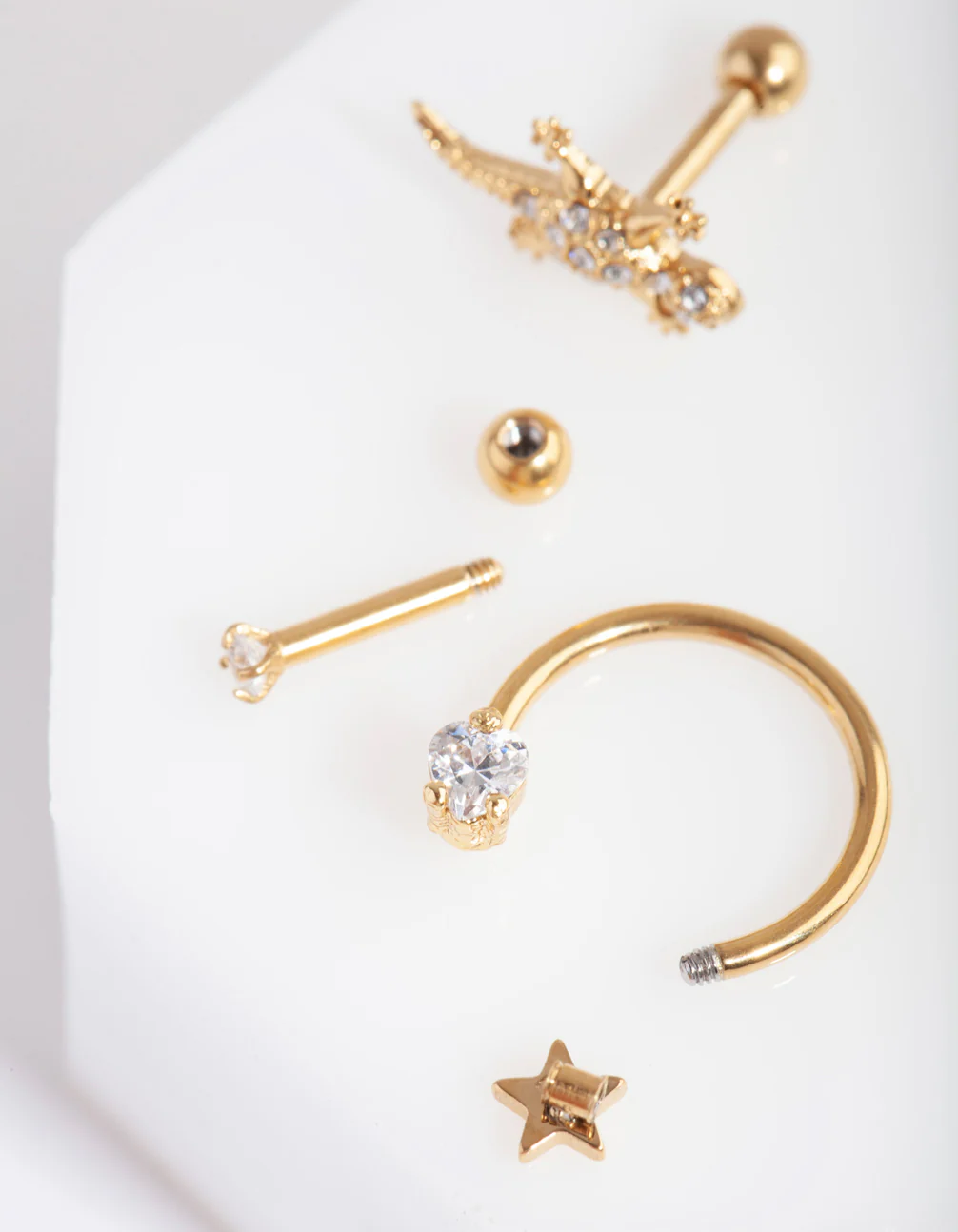 Gold Surgical Steel Diamante Lizard Barbell Pack - Image 2