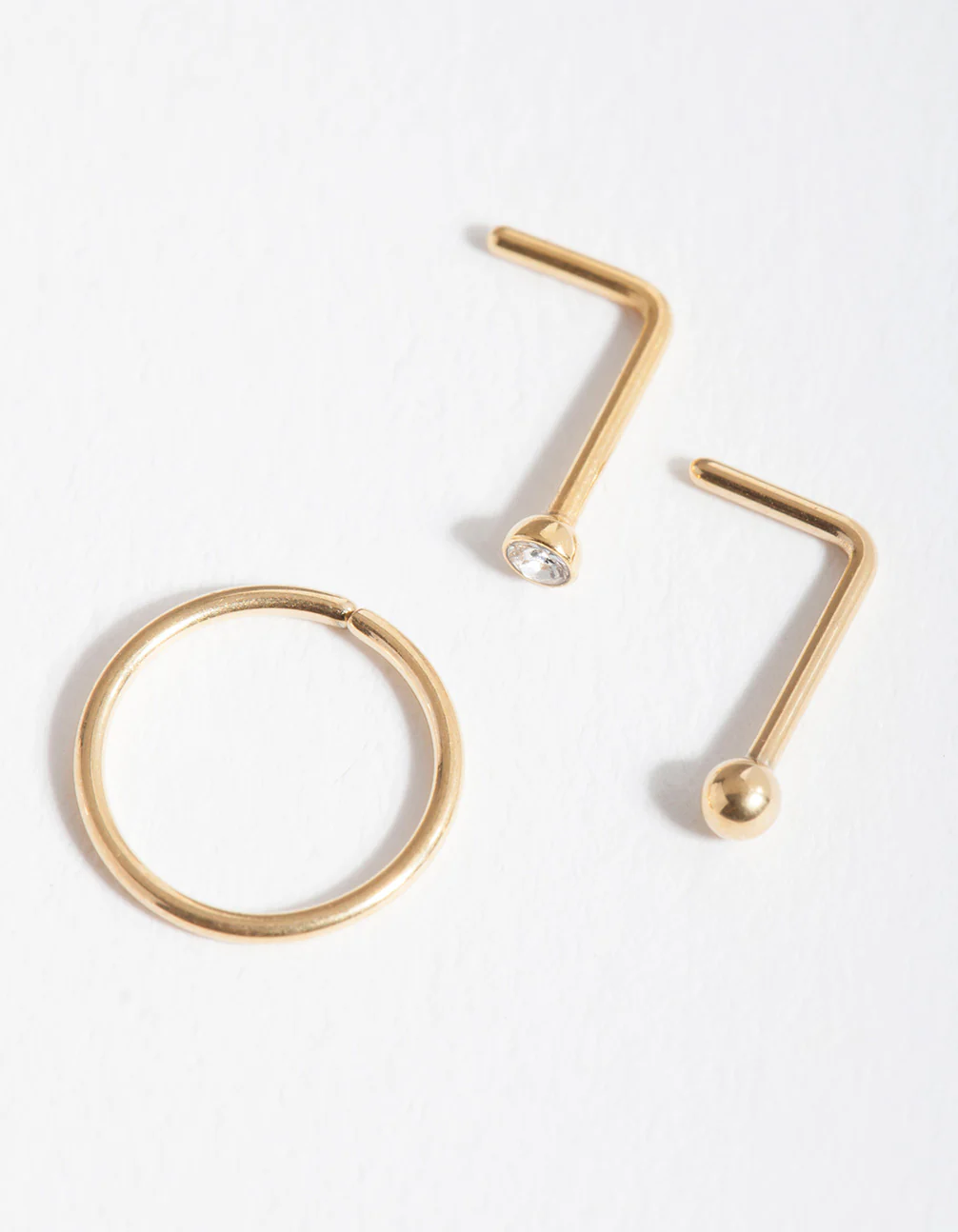 Surgical Steel Gold Stud Hoop Nose Pack - Image 2