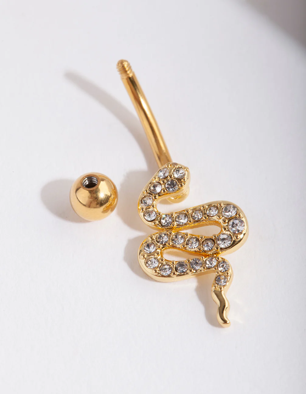 Gold Surgical Steel Diamante Snake Belly Ring - Image 2