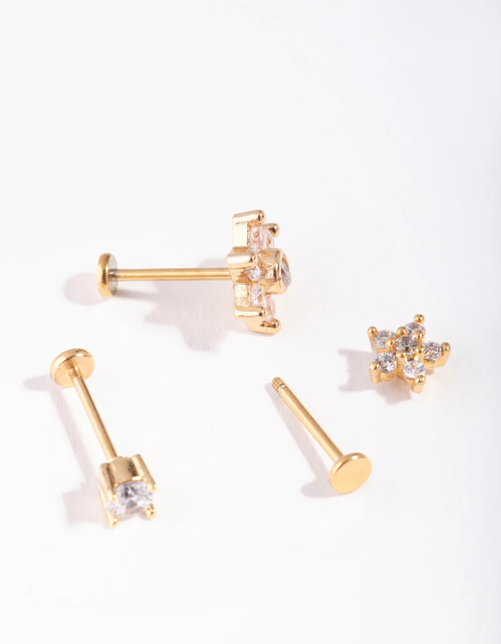 Gold Surgical Steel Fine Flower Flat Back Pack - Image 2