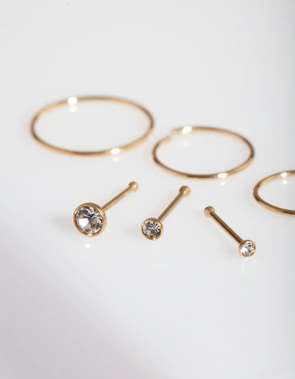 Gold Nose Stud & Hoop 6-Pack - Image 2