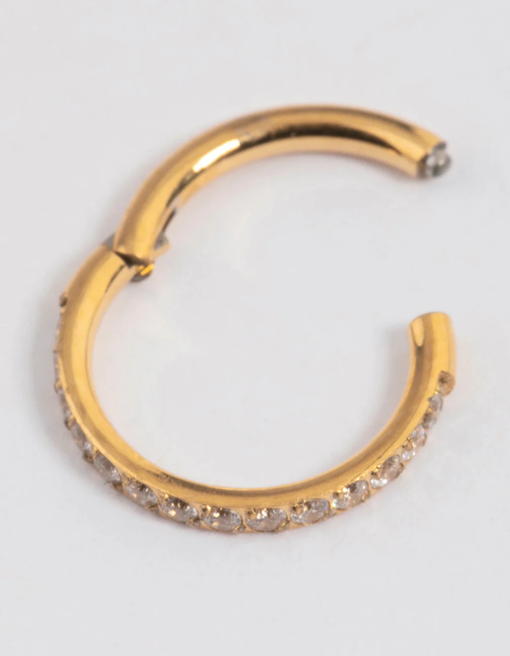 Gold Plated Surgical Steel Fine Pave Band Clicker Ring - Image 2