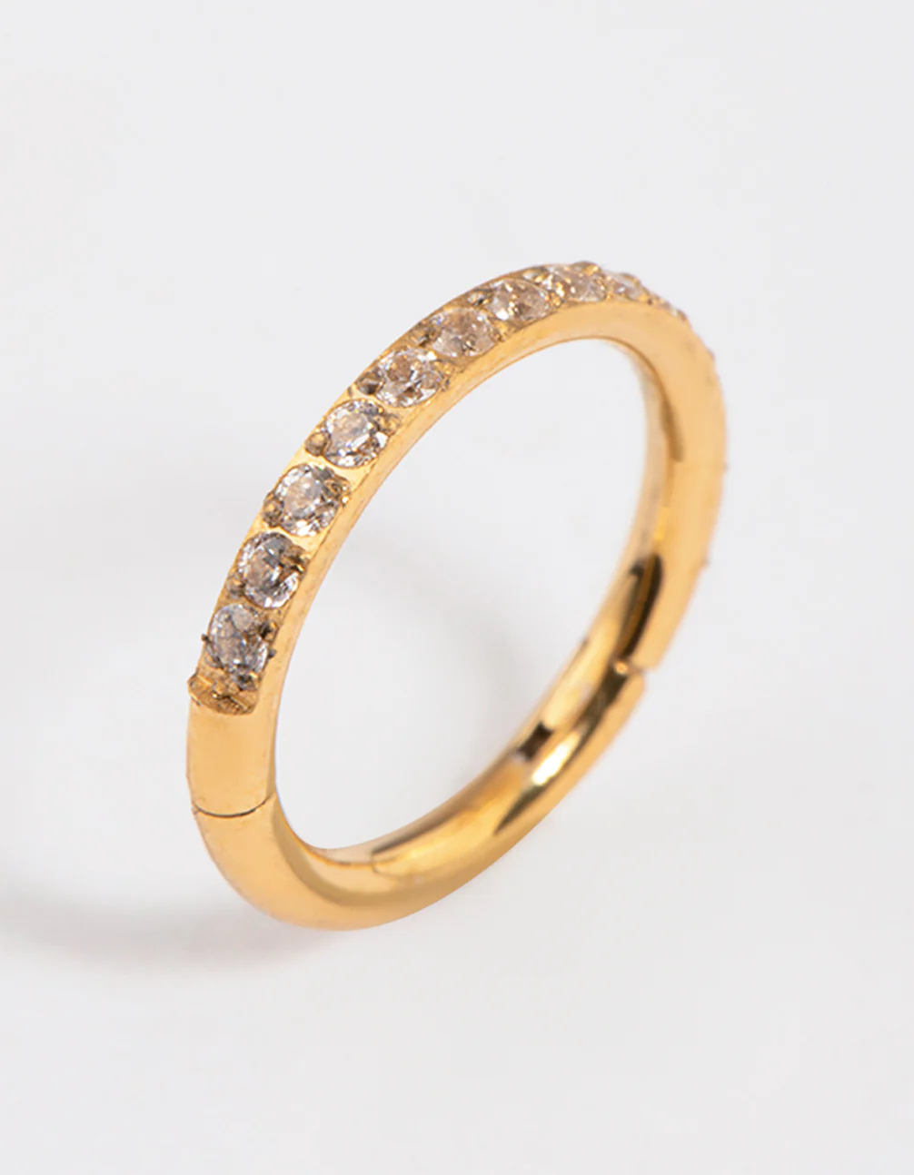 Gold Plated Surgical Steel Fine Pave Band Clicker Ring - Image 3