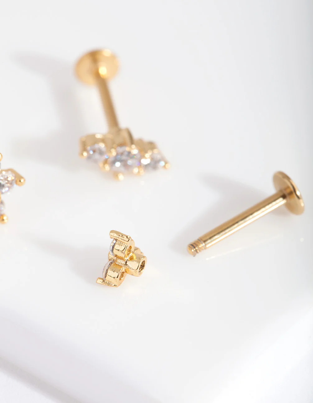 Gold Surgical Steel Flower Flat Back Earring Pack - Image 3