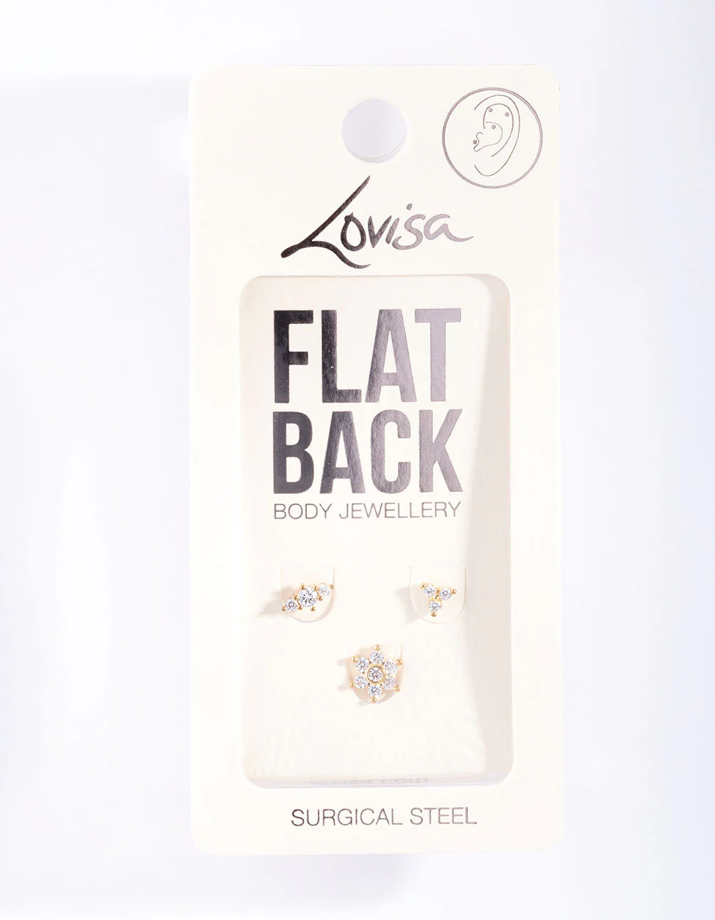 Gold Plated Surgical Steel Floral Flat Back Pack - Image 2