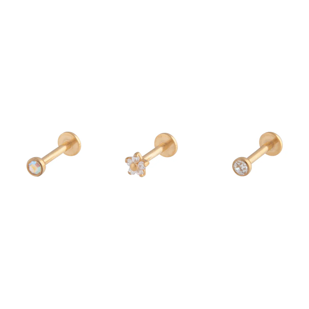 Gold Flower Stud Flat Back Earring Pack - Image 2
