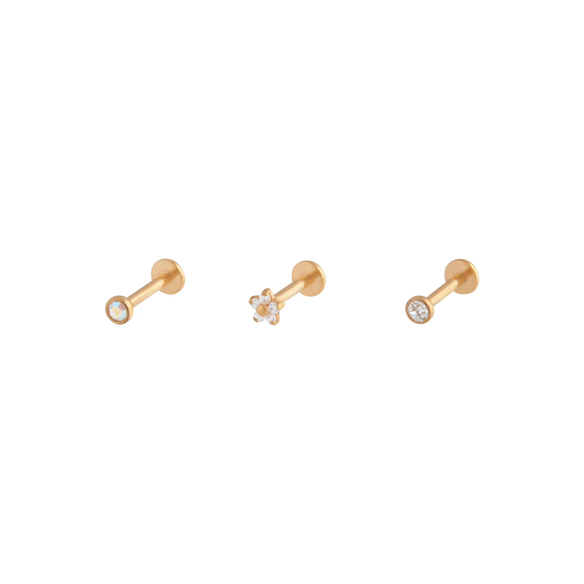 Gold Flower Stud Flat Back Earring Pack - Image 3