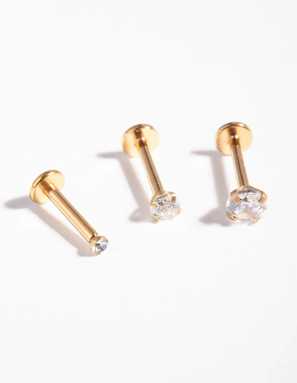 Gold Gradual Surgical Steel Cubic Zirconia Stud Pack