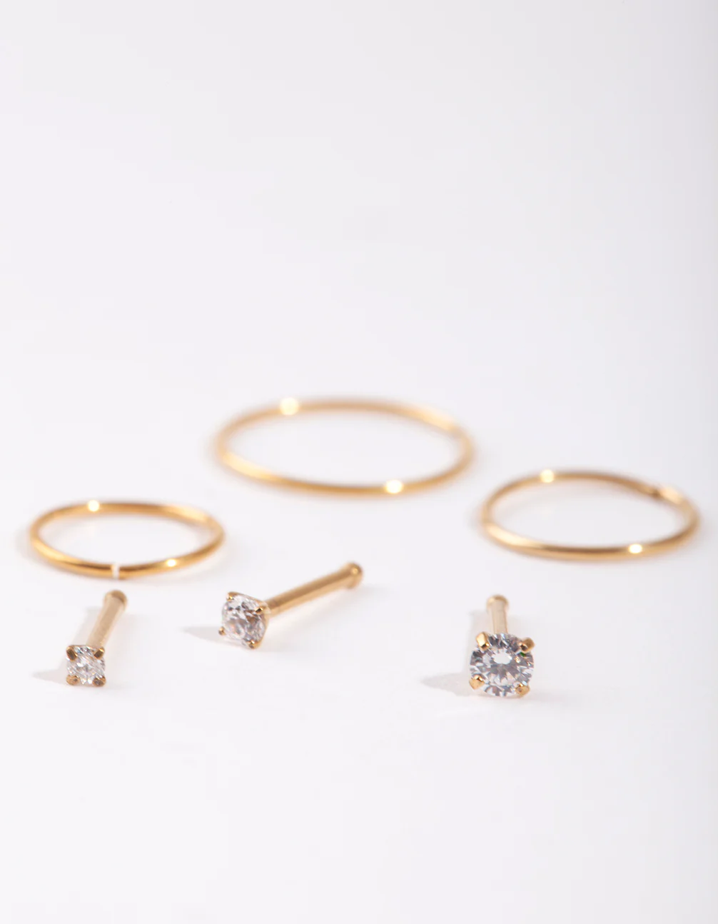 Gold Cubic Zirconia Nose Ring 6-Pack - Image 2