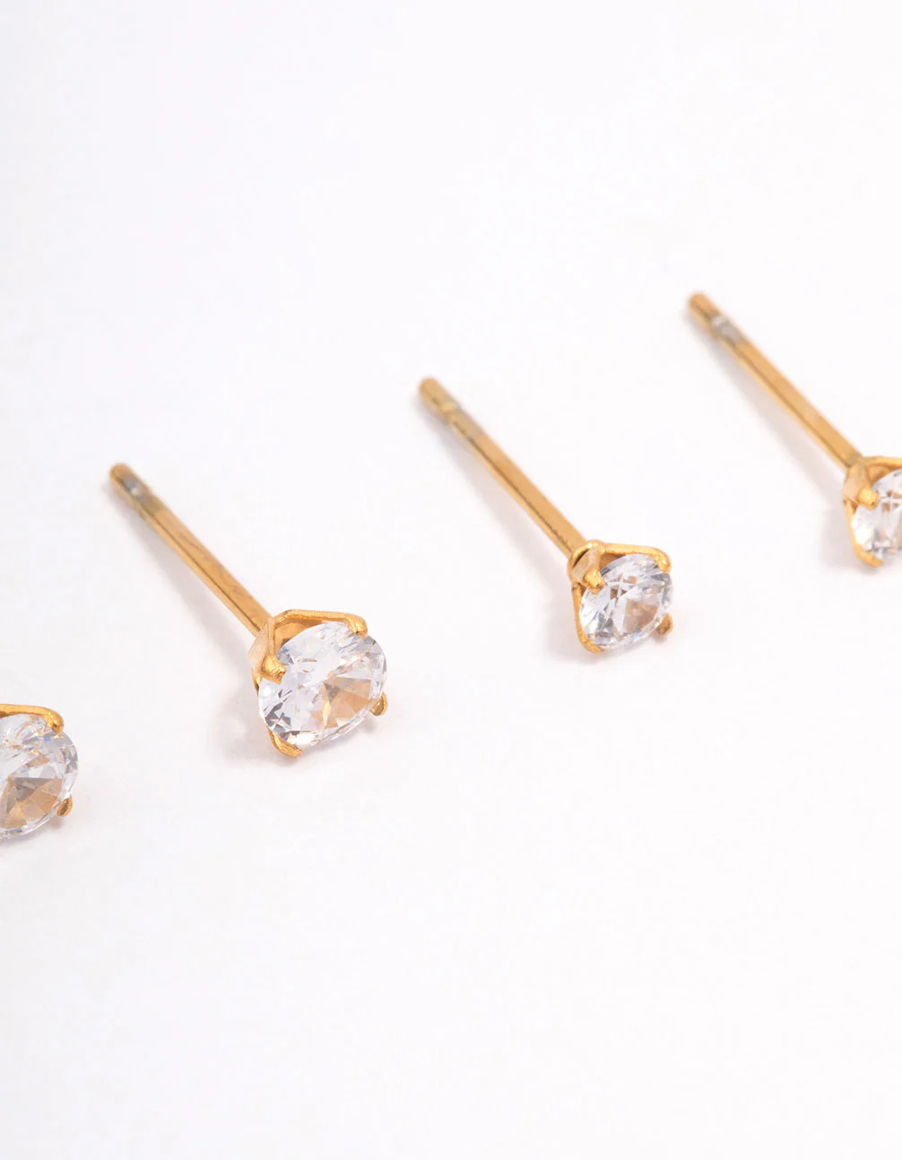 Gold Plated Surgical Steel Graduating Cubic Zirconia Stud Earring Pack - Image 2