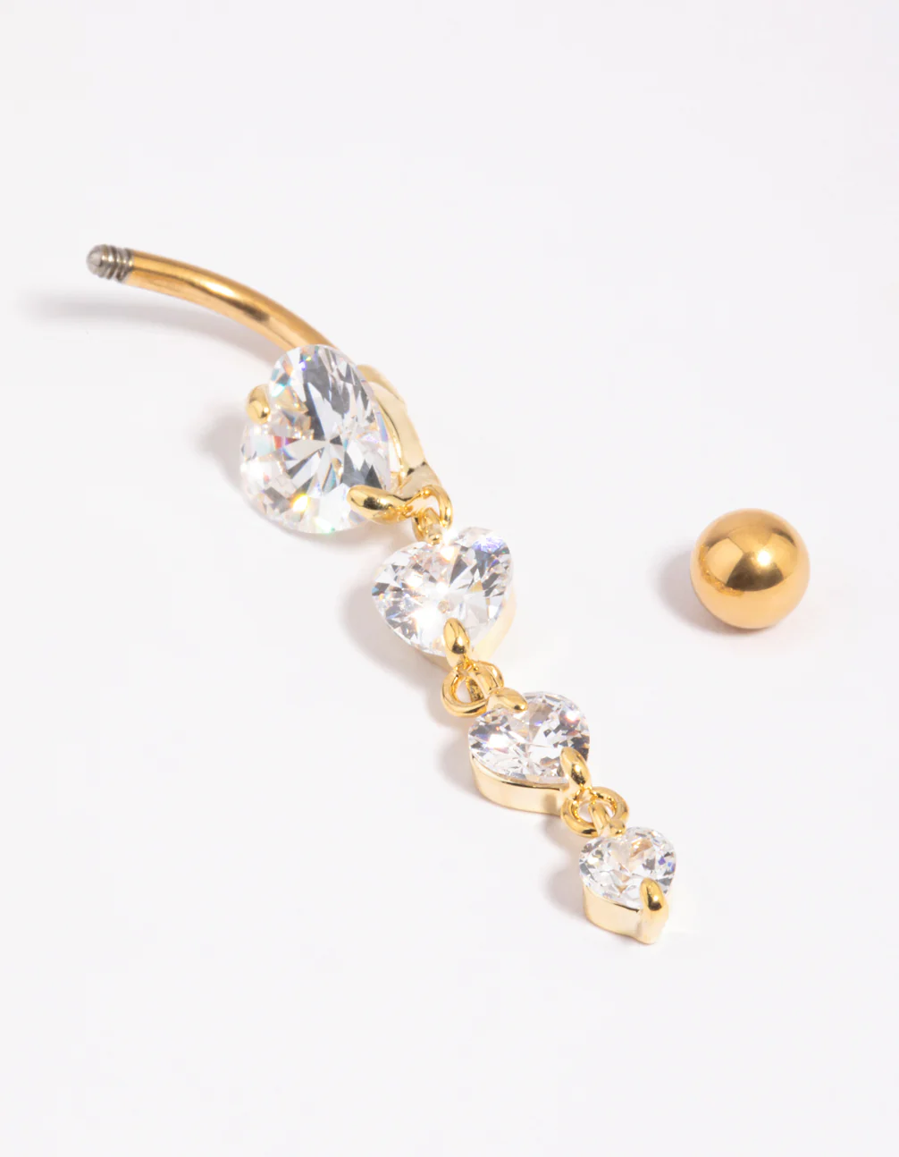 Gold Plated Surgical Steel Heart Belly Bar - Image 2